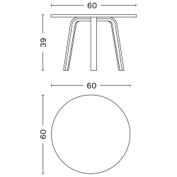 chêne vernis mat - Ø60xH39cm - table basse Bella - HAY