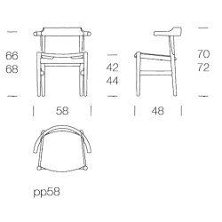 Chaise pp58 - cuir semi-aniline ou aniline - PP Møbler