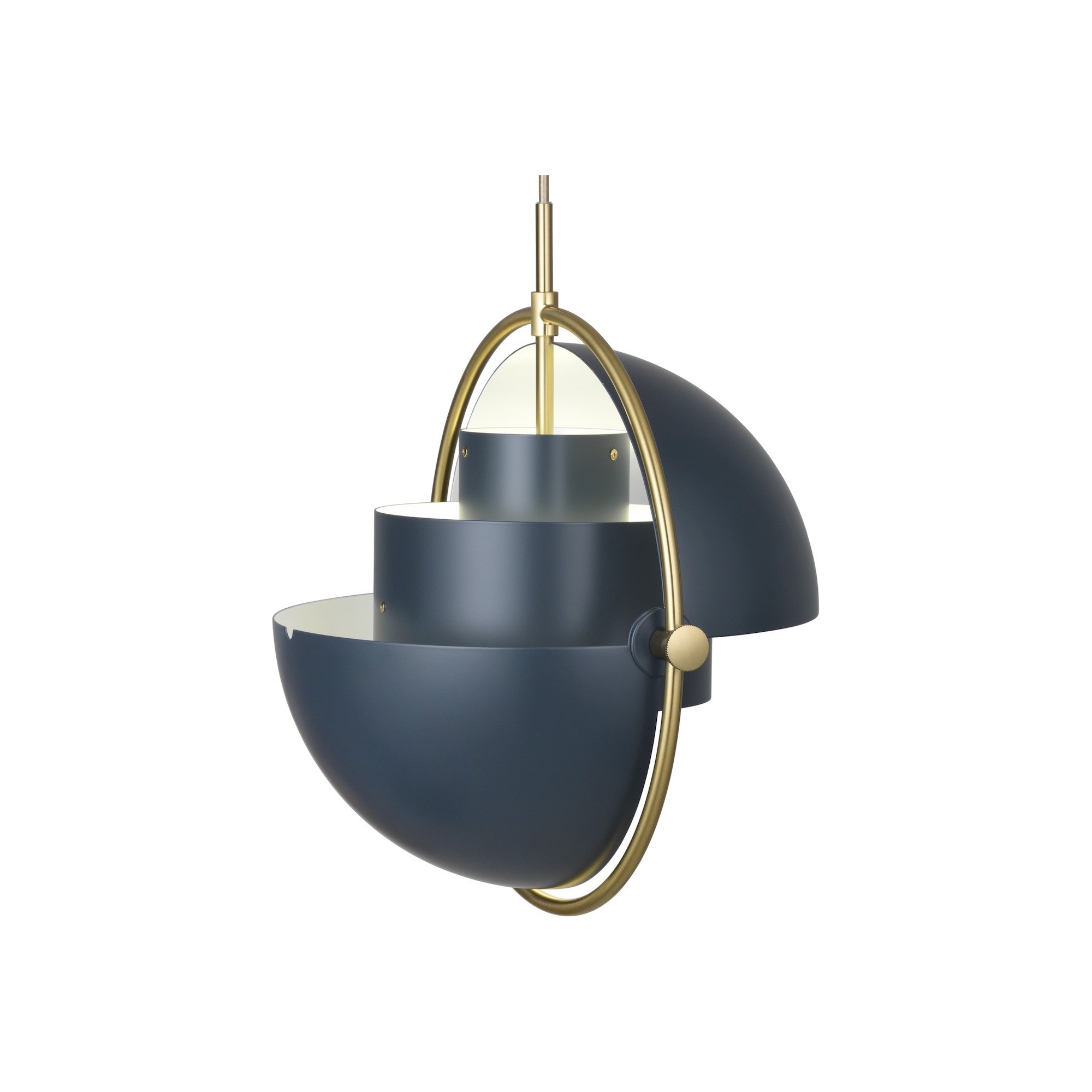 Gubi – Multi-Lite Ø36 cm pendant, brass and midnight blue