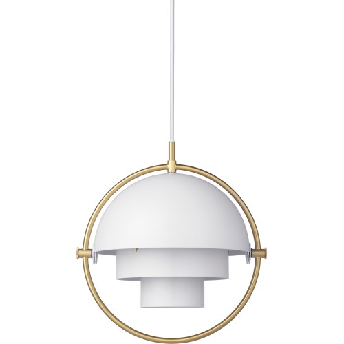 Gubi – Multi-Lite Small Ø25,5 cm pendant, brass and white semi matt