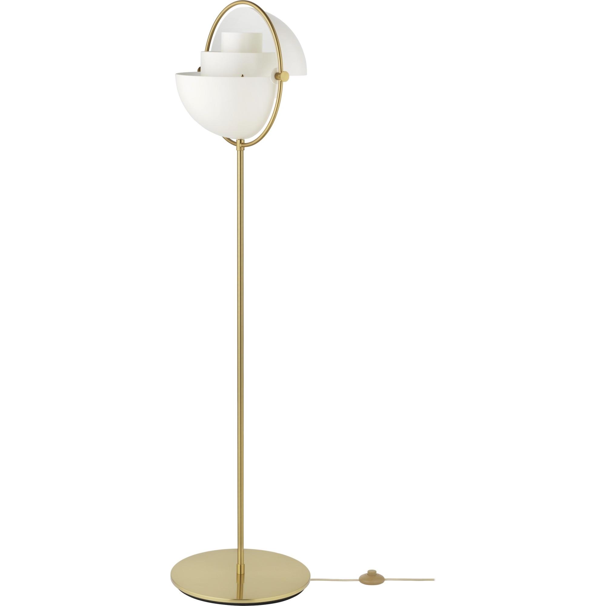 Gubi – Multi-Lite floor lamp, white semi matt and brass