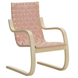 Lin nature / rouge – Fauteuil 406 - Artek