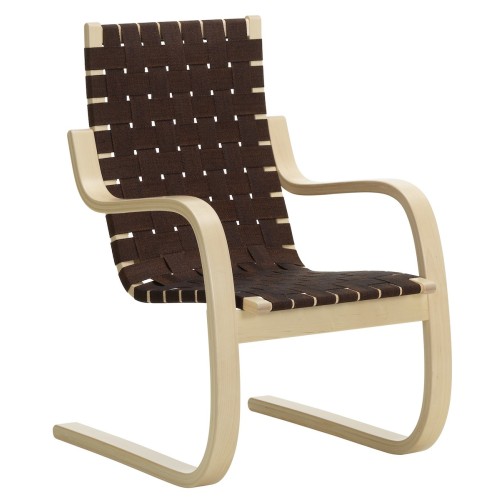 Black / Brown Linen - 406 Armchair - Artek