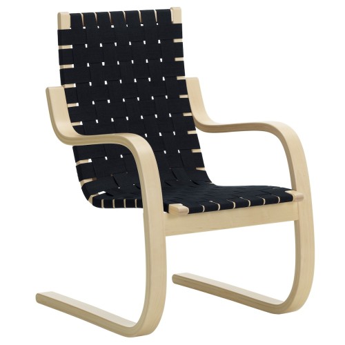 Black / Blue Linen - 406 Armchair - Artek