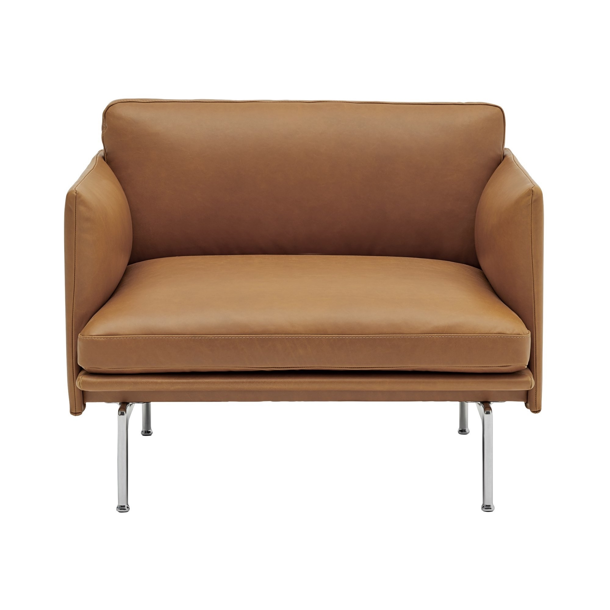 Cognac Refine leather + polished aluminium legs - Muuto Outline chair