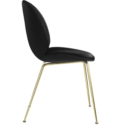 Black Basic leather + semi matt brass base - Beetle Chair - Gubi