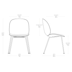 Kvadrat Remix (152)  + piping black leather - semi matt brass legs – Beetle chair - Gubi