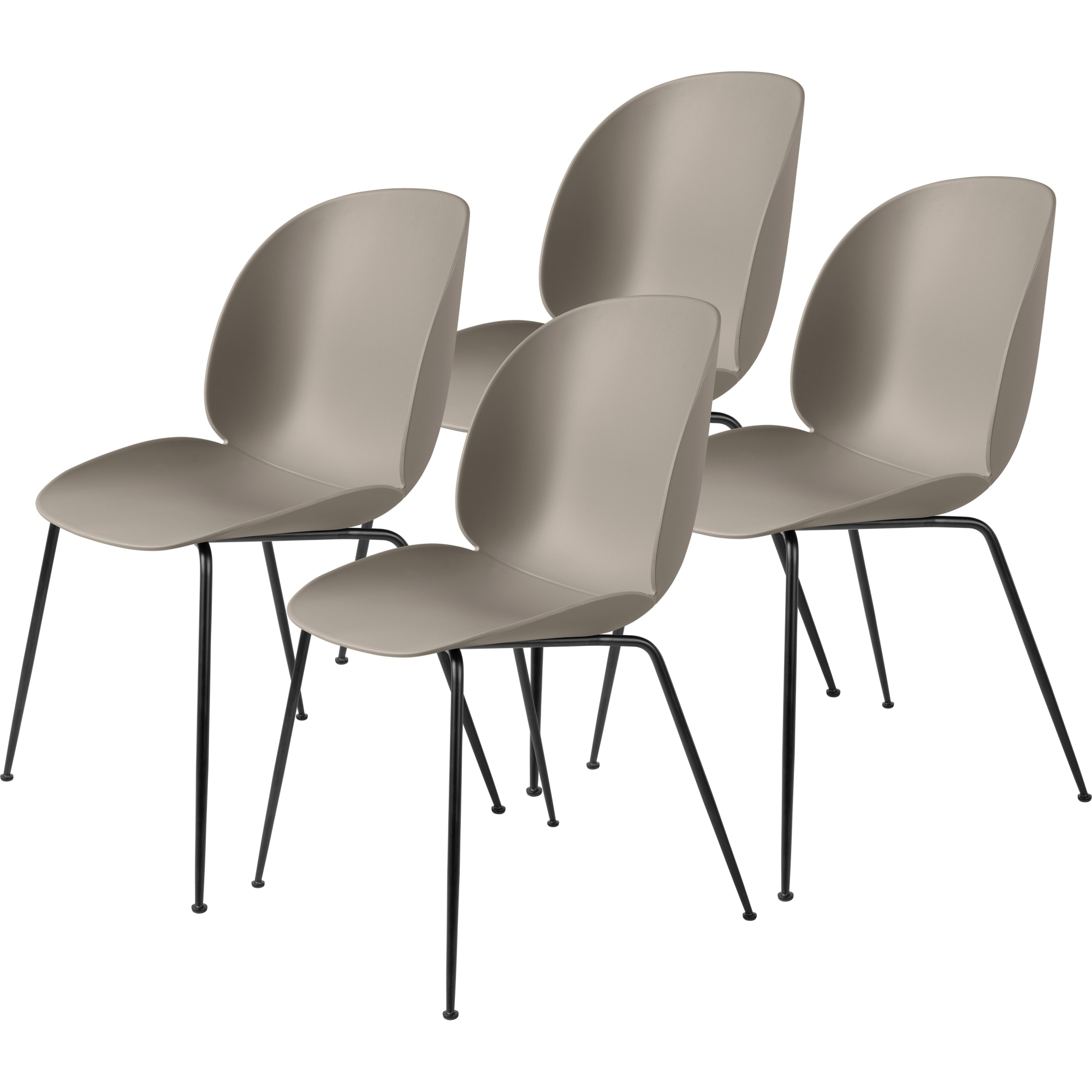 pack of 4 Beetle plastic chairs - new beige shell - metal legs - Gubi