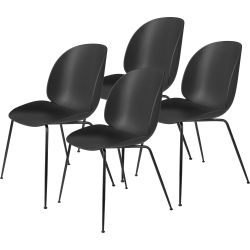 pack of 4 Beetle plastic chairs - black shell - metal legs - Gubi