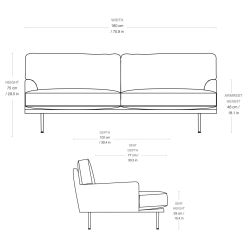 2 seater - Flaneur sofa - Gubi