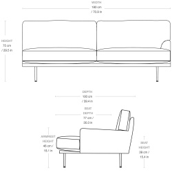 2 seater module, with left armrest - Flaneur - Gubi