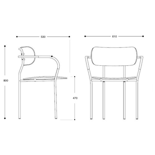 Chaise Coco ent. rembourrée avec accoudoirs - Gubi