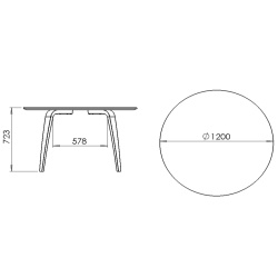 black stained ash - round Gubi dining table Ø120cm