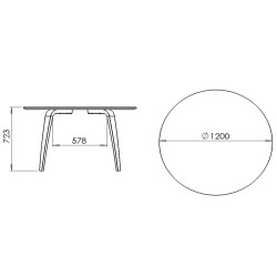 noyer - table de repas Gubi ronde Ø120cm