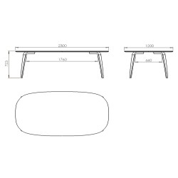 chêne - table de repas Gubi elliptique 120 x 230 cm