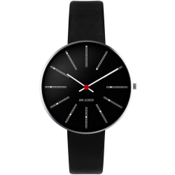 Bankers watch - Ø34 or Ø40mm – brushed steel/black, black leather