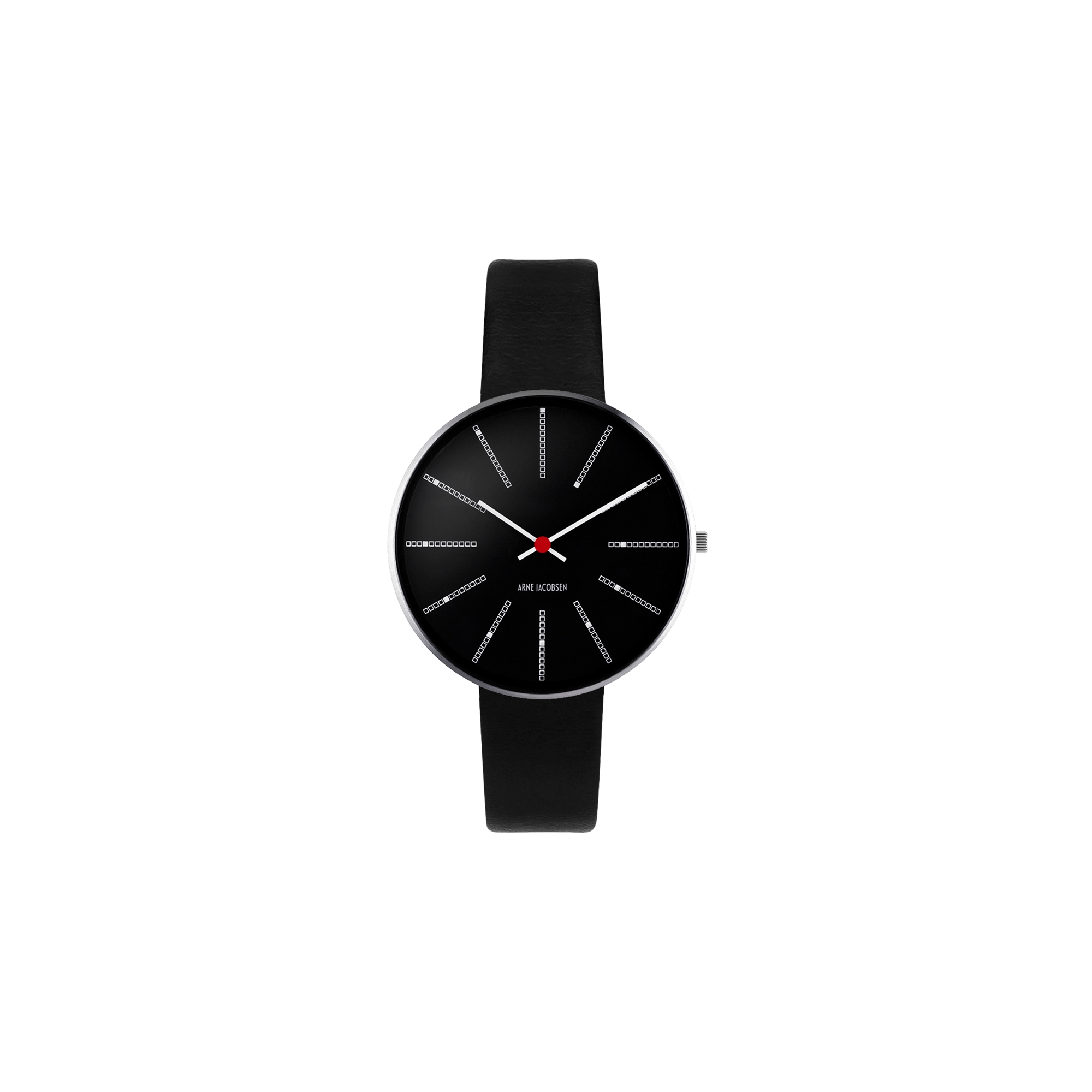 Bankers watch - Ø34 or Ø40mm – brushed steel/black, black leather