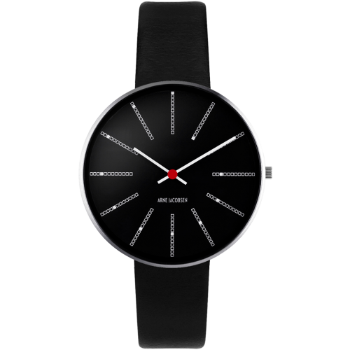 Bankers watch - Ø34 or Ø40mm – brushed steel/black, black leather