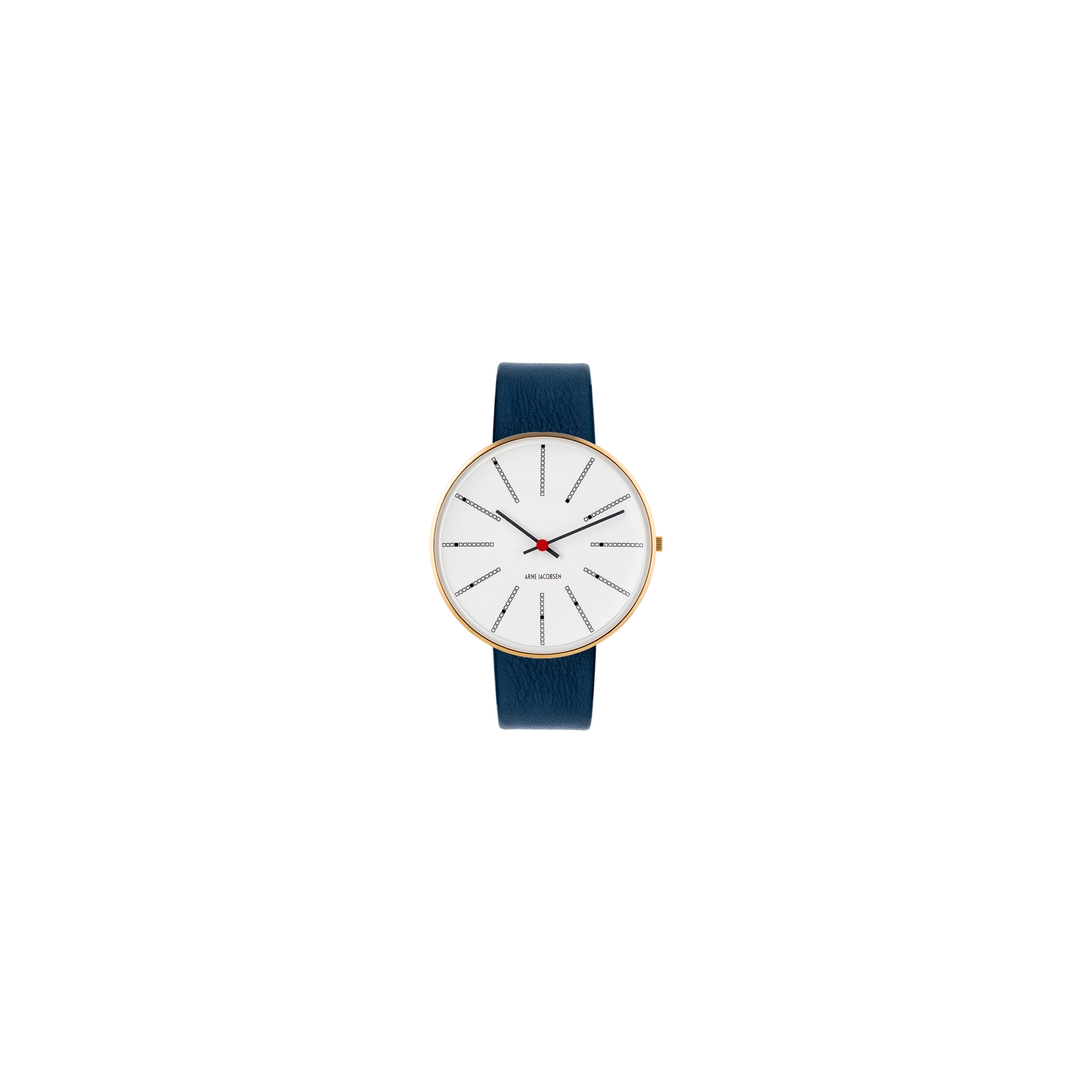 Montre Bankers - Ø34 ou Ø40 mm - Or brossé/blanc, cuir bleu marine