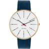 Montre Bankers - Ø34 ou Ø40 mm - Or brossé/blanc, cuir bleu marine