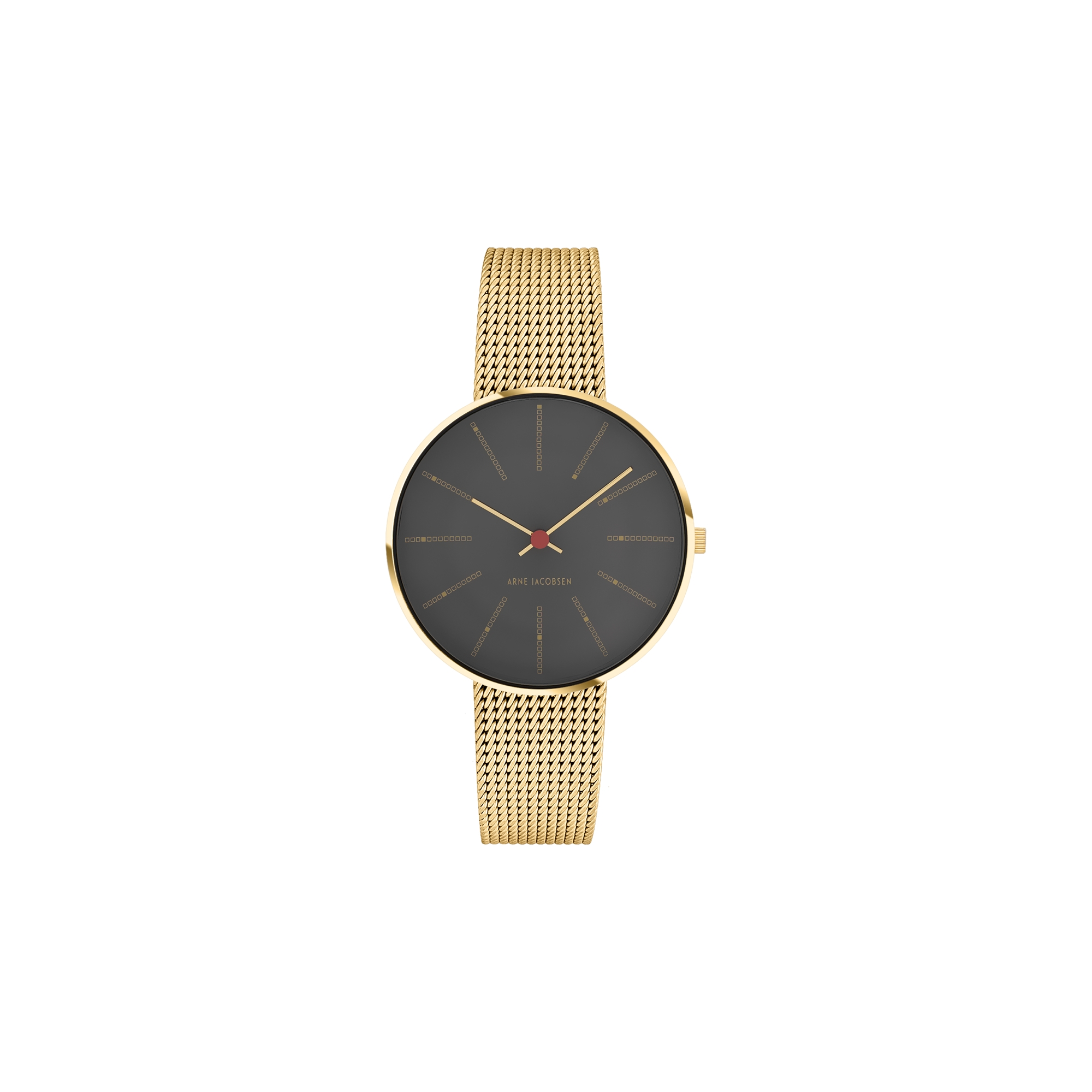 Bankers watch - Ø34mm - Gold/black, gold mesh band