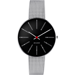 Bankers watch - Ø34 or Ø40mm - Brushed steel/black, steel mesh band