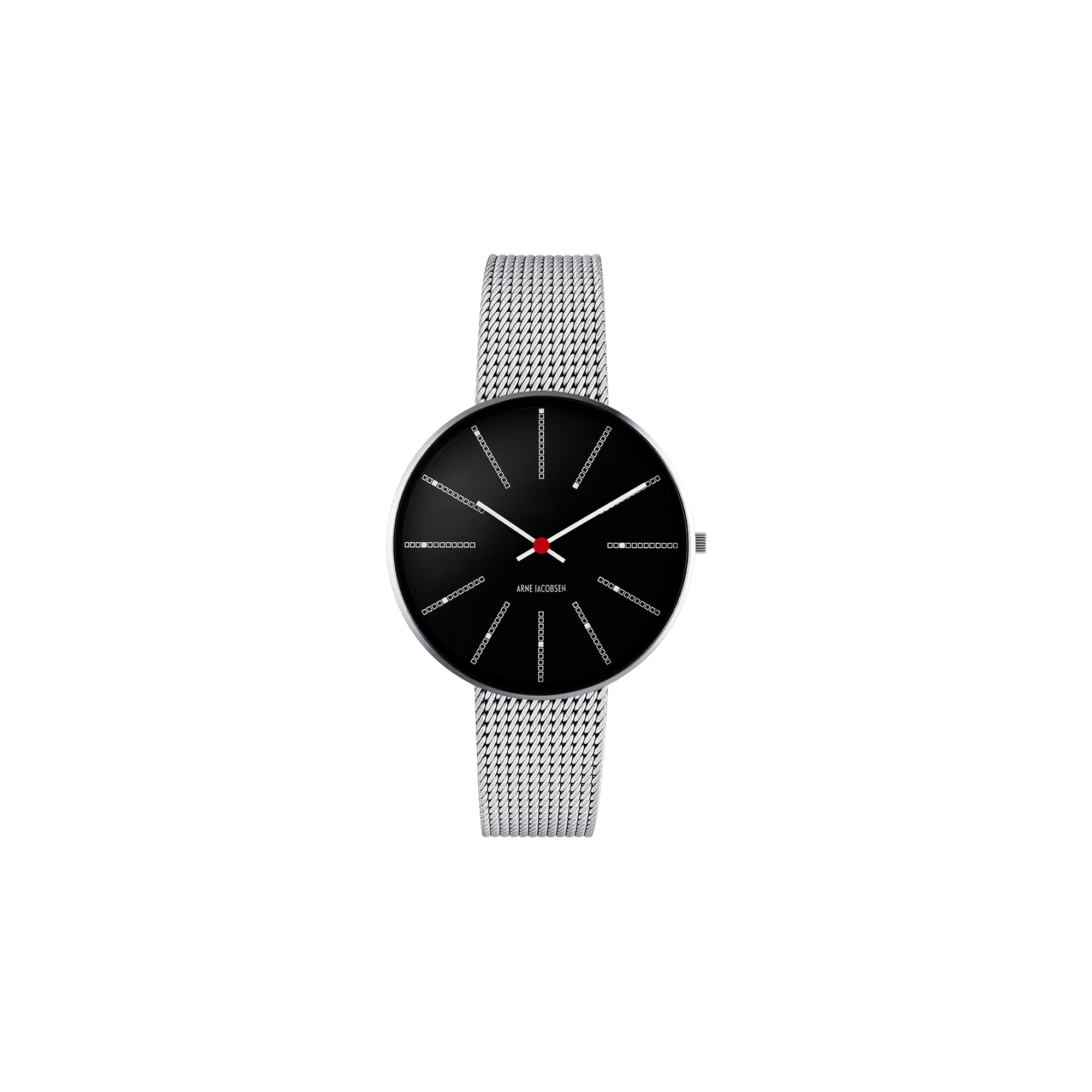 Bankers watch - Ø34 or Ø40mm - Brushed steel/black, steel mesh band