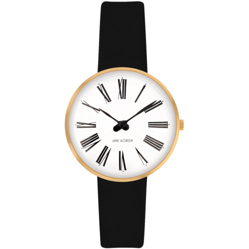 Roman watch - Ø30, Ø34 or Ø40 mm - gold/white, black leather