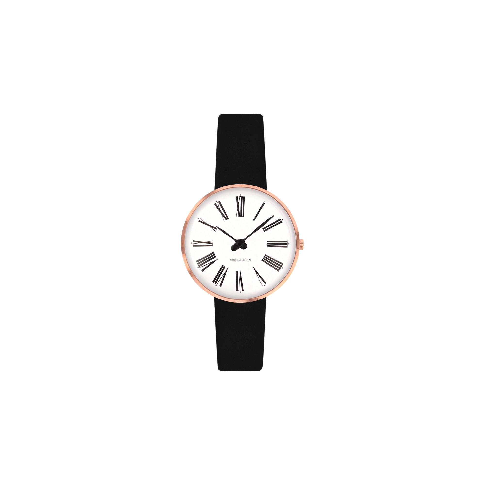 Montre Roman - Ø34 ou Ø40 mm - rose doré/blanc, bracelet cuir noir