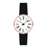 Montre Roman - Ø34 ou Ø40 mm - rose doré/blanc, bracelet cuir noir