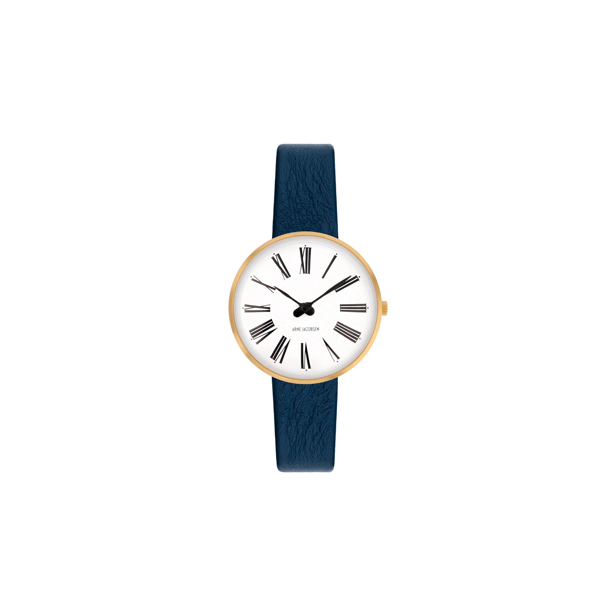 Montre Roman - Ø34 ou Ø40 mm - doré/blanc, bracelet cuir bleu marine