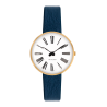 Montre Roman - Ø34 ou Ø40 mm - doré/blanc, bracelet cuir bleu marine