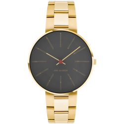 Bankers watch - Ø34 mm - gold/black, gold steel bracelet