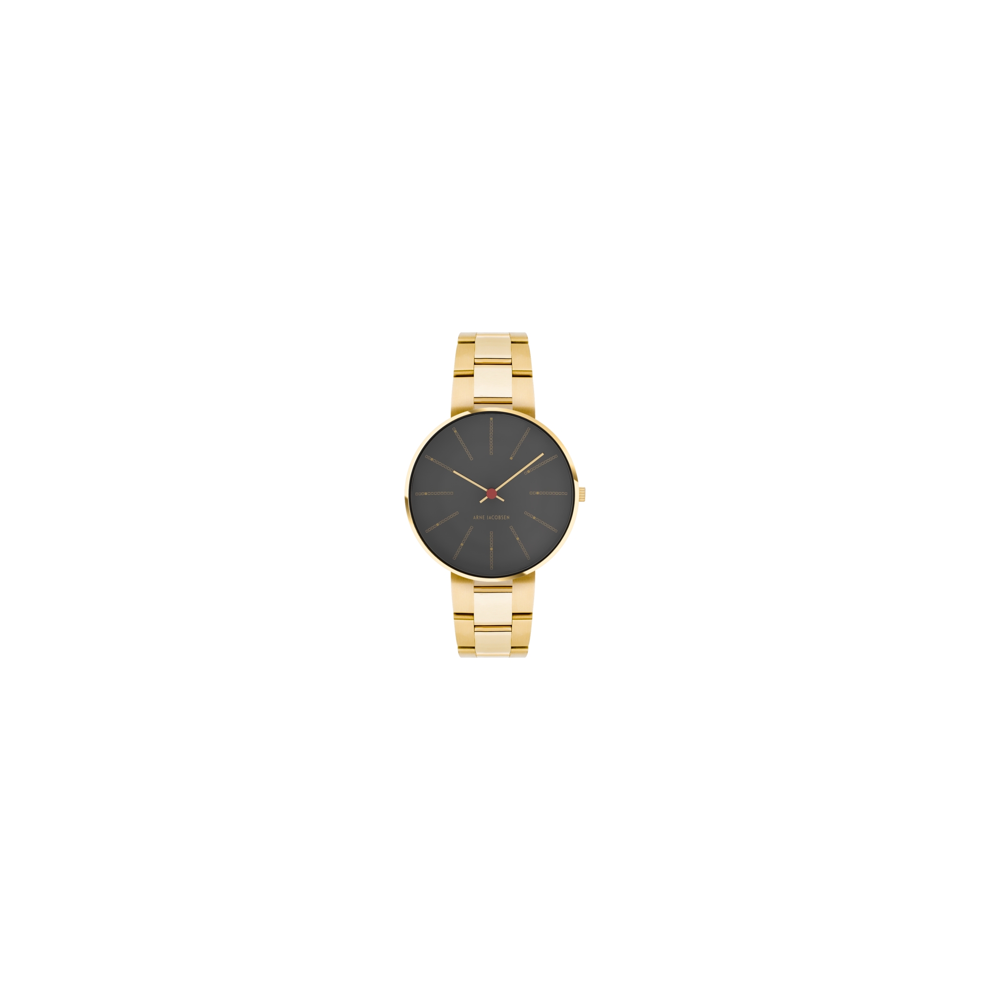 Bankers watch - Ø34 mm - gold/black, gold steel bracelet