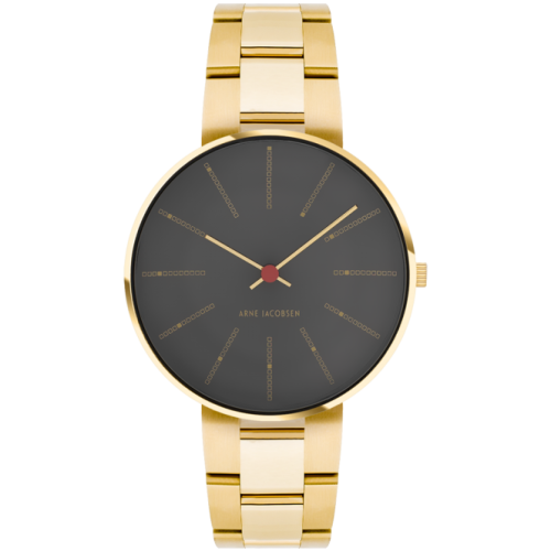 Bankers watch - Ø34 mm - gold/black, gold steel bracelet