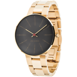 Bankers watch - Ø34 mm - gold/black, gold steel bracelet