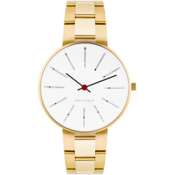 Montre Bankers - Ø30 ou Ø34 mm - doré/blanc, bracelet métal doré