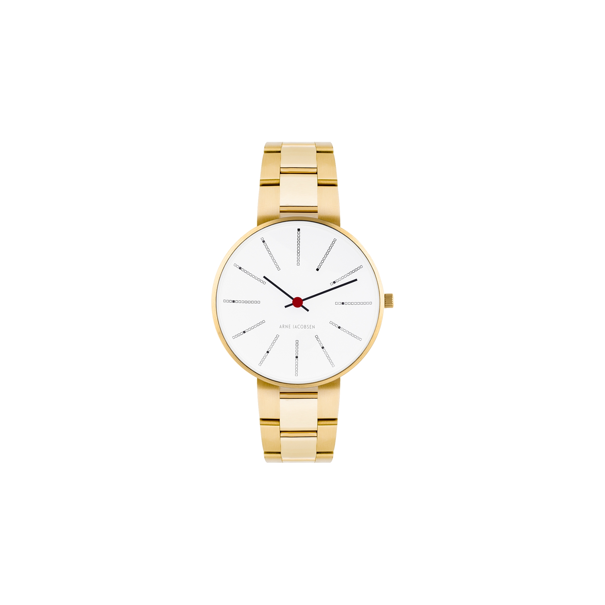 Bankers watch - Ø30 or Ø34 mm - gold/white, gold steel bracelet