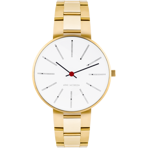 Bankers watch - Ø30 or Ø34 mm - gold/white, gold steel bracelet