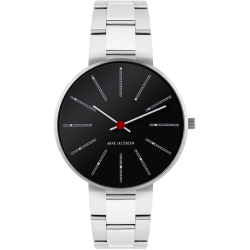 Bankers watch - Ø34 or Ø40 mm - black/silver, silver steel bracelet