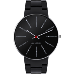 Bankers watch - Ø40 mm - black, black steel bracelet