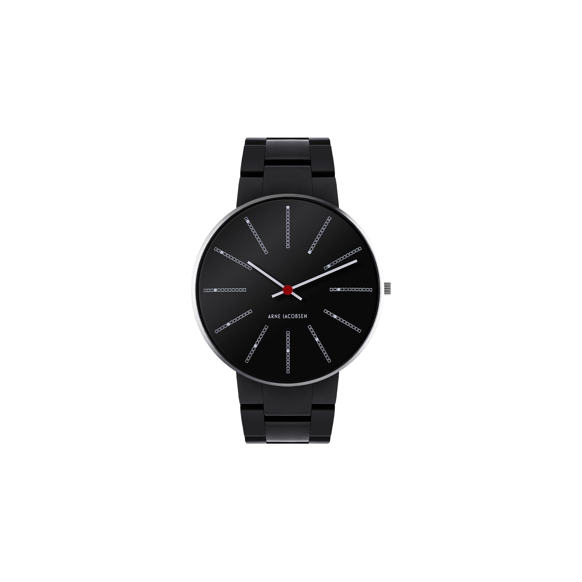 Bankers watch - Ø40 mm - black, black steel bracelet