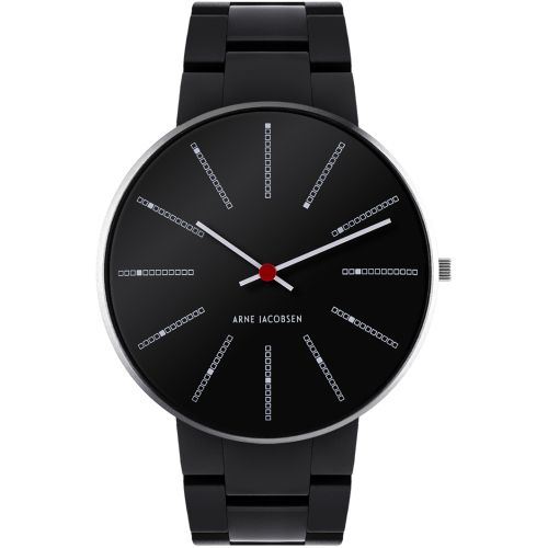 Bankers watch - Ø40 mm - black, black steel bracelet