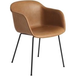 cognac Refine leather / black - Fiber tube base, with armrests - Muuto