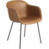 cognac Refine leather / black - Fiber tube base, with armrests - Muuto