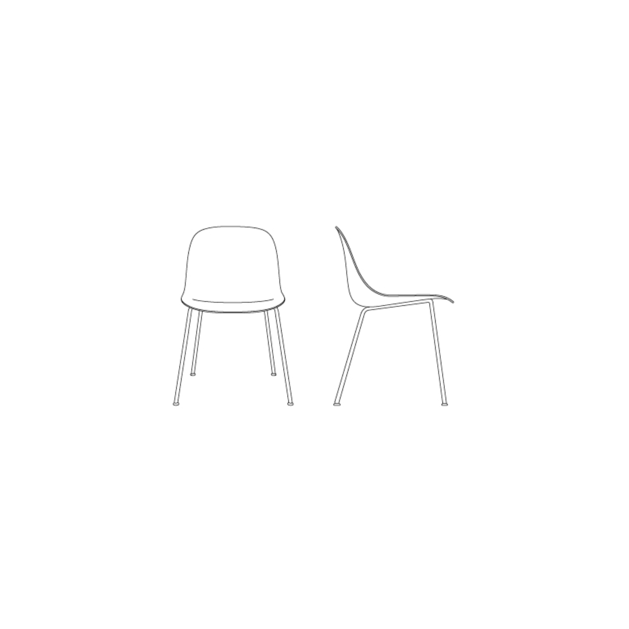 recycled plastic seat - Fiber chair tube base without armrest - Muuto