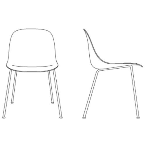 recycled plastic seat - Fiber chair tube base without armrest - Muuto