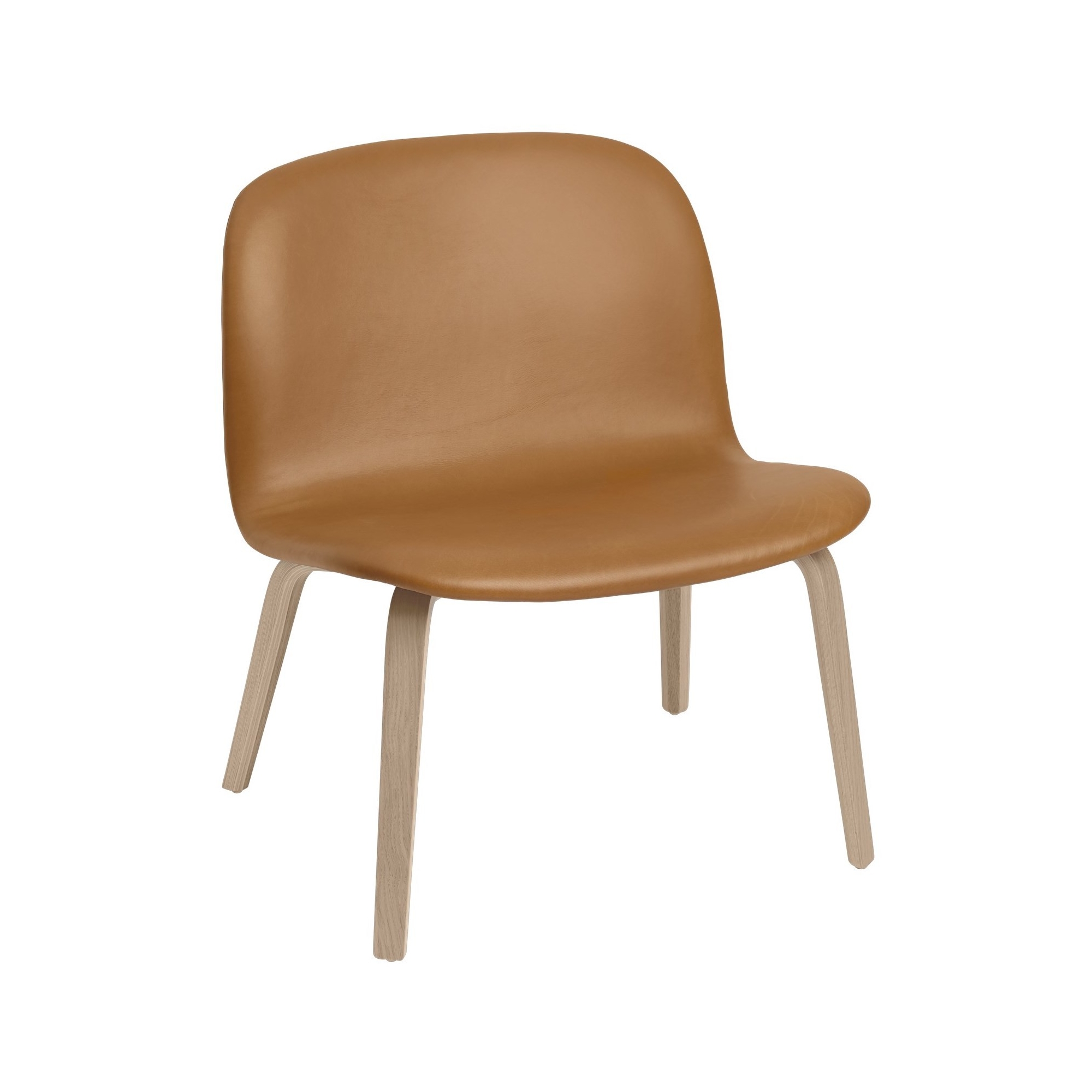 leather Refine cognac  + oak base - Visu lounge upholstered - Muuto