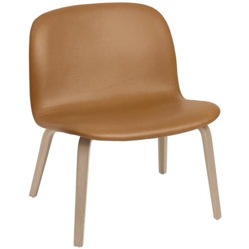 leather Refine cognac  + oak base - Visu lounge upholstered - Muuto