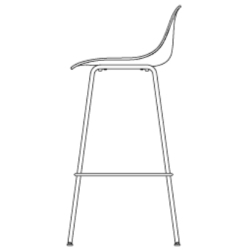 Fiber stool with backrest - full upholstery - tube base - Muuto